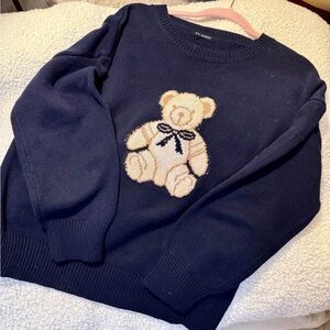 Navy Blue Teddy Bear Sweater